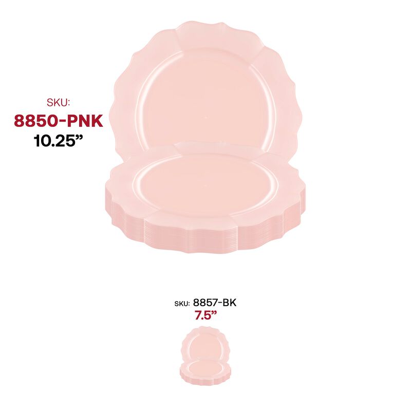 10.25" Pearl Pink Round Lotus Plastic Dinner Plates (120 Plates) image number 5