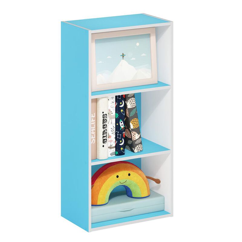 Furinno Luder 3-Tier Open Shelf Bookcase, Light Blue/White