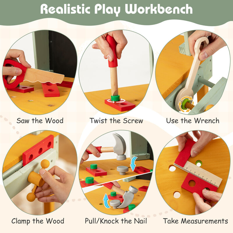 Kids Wooden Toy Workbench with Storage Space and Blackboard image number 4
