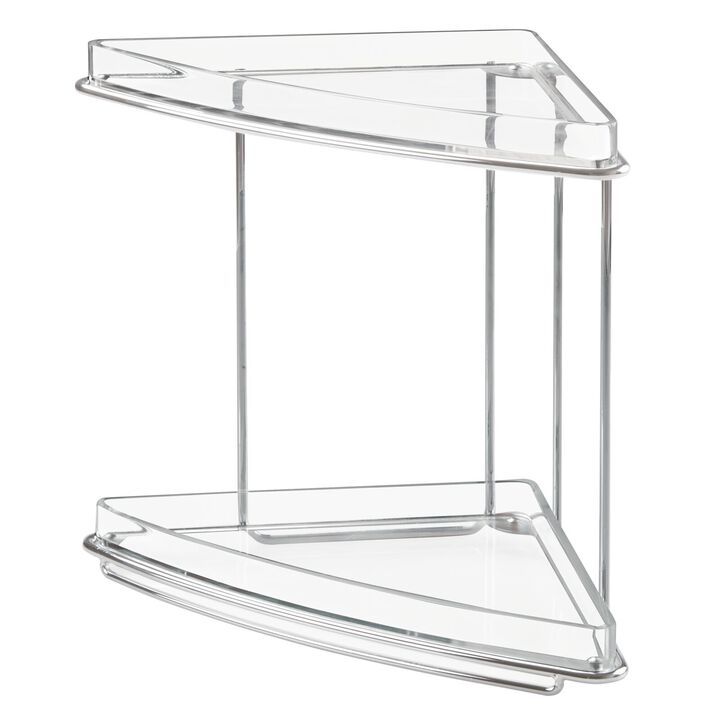 mDesign Steel/Plastic 2-Tier Bathroom Freestanding Organizer Shelf