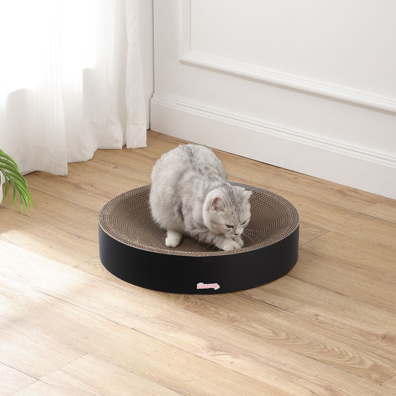 Nelson Modern Cardboard Round Bowl Cat Scratcher with Catnip