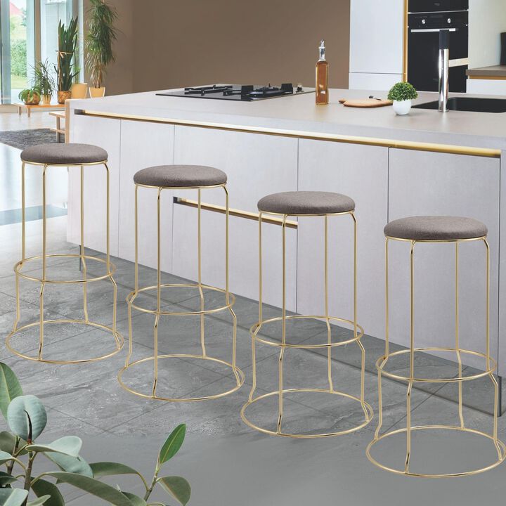 Kings Brand Furniture Carmilla Upholstered Counter Height Stool with Footrest - Bar Stools Set of 4 for Kitchen 27.25"