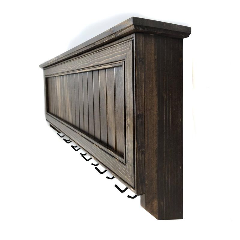 American Furniture Classics Model LRGCRDW Large Wall Hanging Coat Rack in Dark Walnut with Secret Locking Gun Concealment image number 3