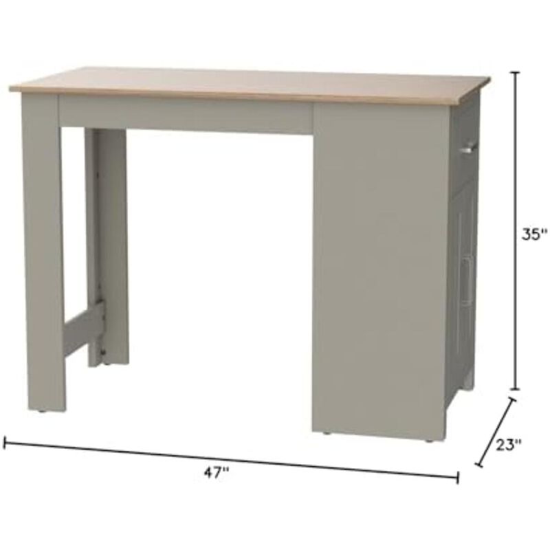 Alonzo Light Gray Small Space Counter Height Dining Table with Cabinet and Drawer Storage