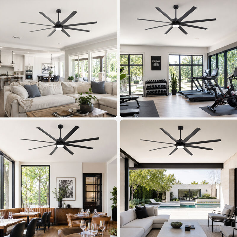 Breezary Large 84-inch Industrial LED Ceiling Fan with Light and Remote(8-Blade) image number 8
