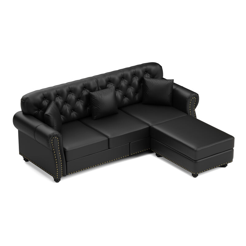 Viltux 82.6"Upholstered Faux Leather Sectional image number 8
