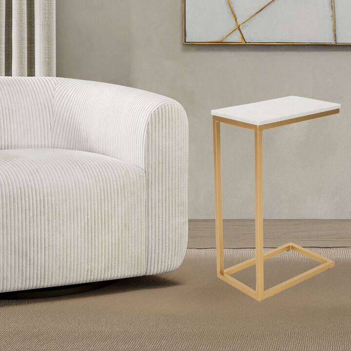 Jofran Aurora Solid Marble Modern Luxury Glam Accent C-Table (Set of 2)