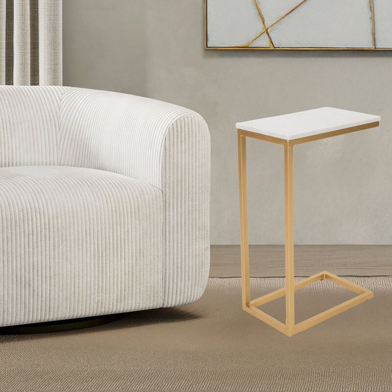 Jofran Aurora Solid Marble Modern Luxury Glam Accent C-Table (Set of 2)