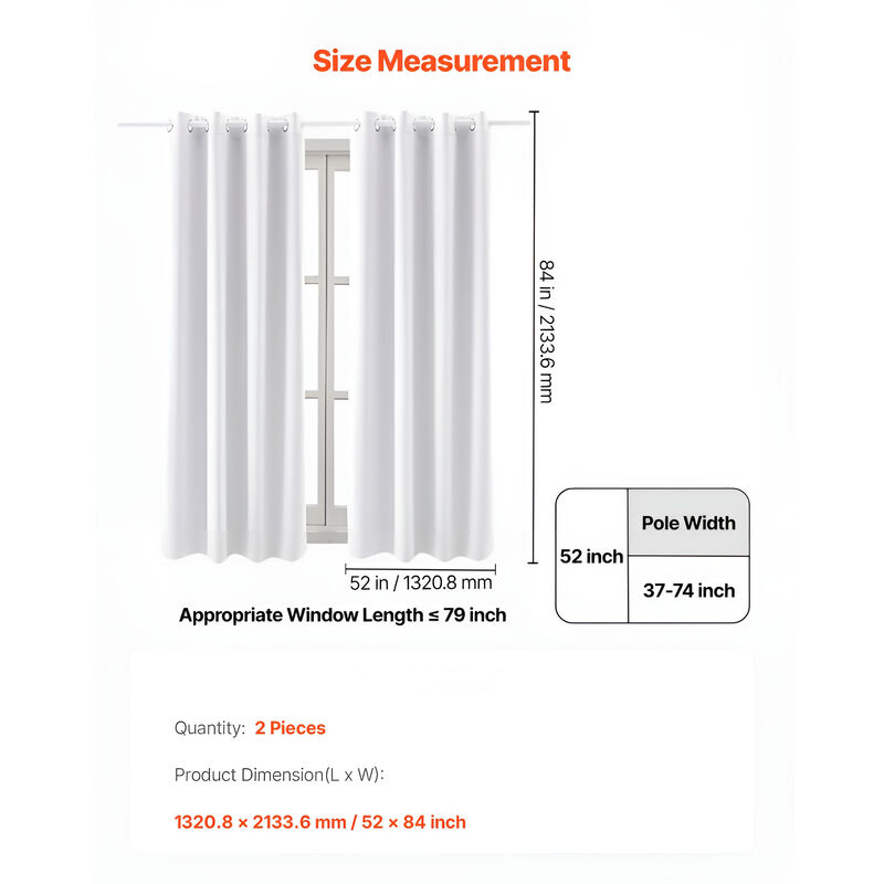 Blackout Curtains 2 Panels White Room Darkening Grommet Drapes image number 2