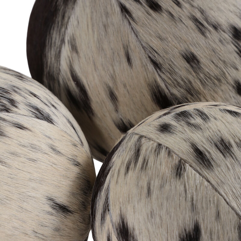 S/3 4/5/6" Hair On Hide Orbs, Black/ivory image number 5