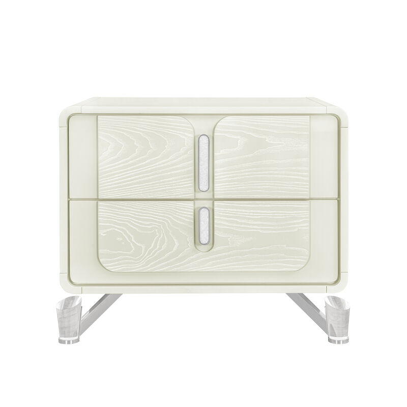 Lyra Beige Nightstand with USB Charging Port image number 0