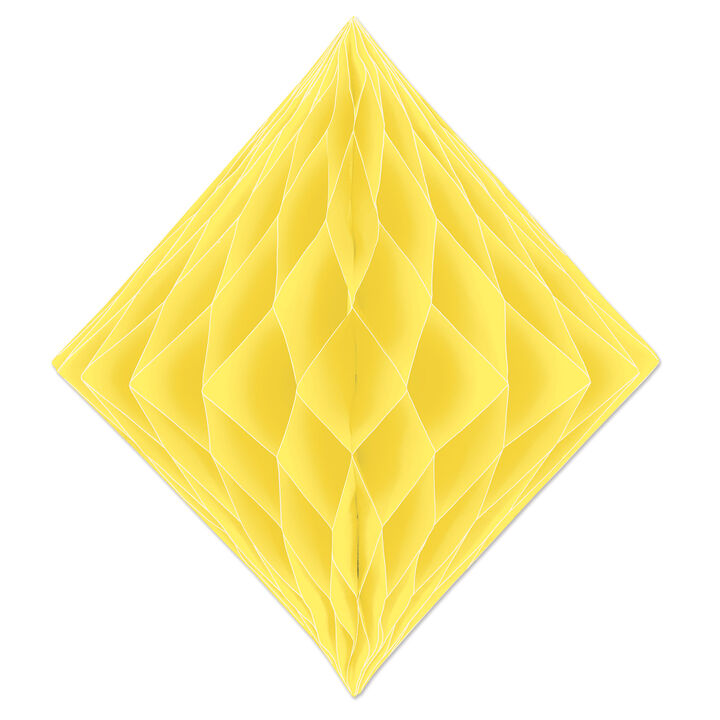Club Pack of 12 Honeycomb Pastel Yellow Diamond Hanging Decorations 12.5”