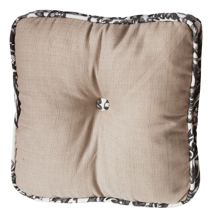 Augusta Buttoned Toile Box Pillow