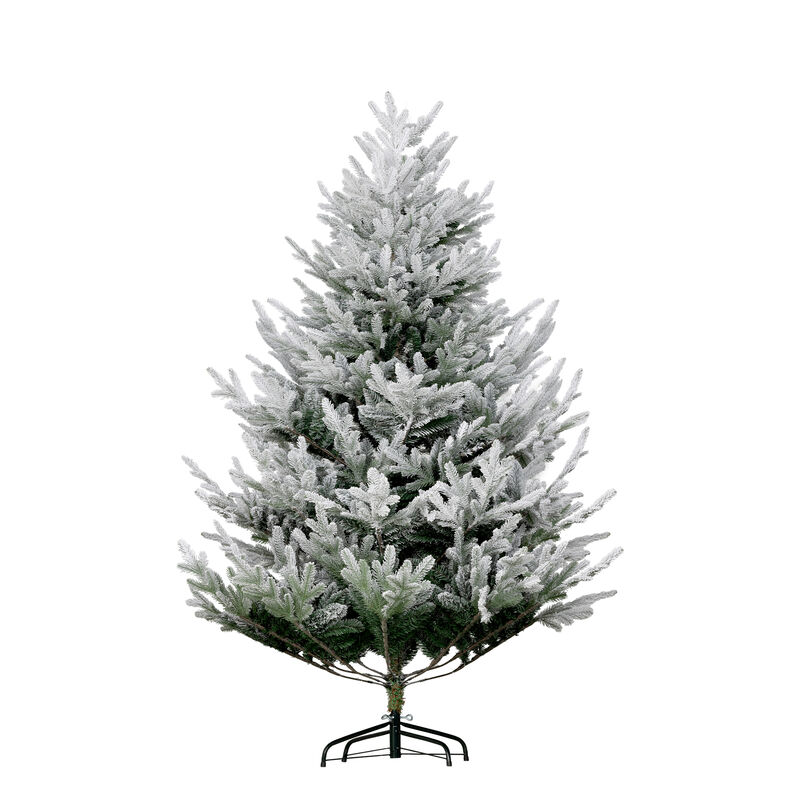 BreeBe 6FT Flocked Artificial Xmas Tree with Realistic Branches image number 0