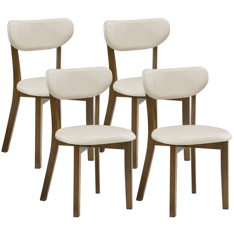 Set of 4 Dining Chairs with Solid Rubber Wood Frames for Kitchen and Dining Room image number 0