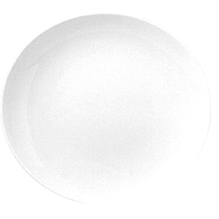 Delta-Coupe 11" x 10" Oval White Porcelain Plate (Set of 4)