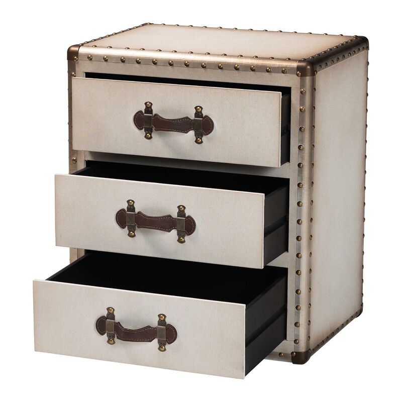 Baxton Studio Mallison Vintage Black Canvas 3 Drawer End Table