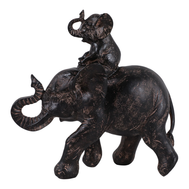 8x7" Baby And Parent Elephant,brown image number 3
