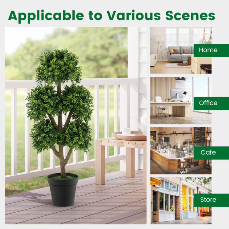 Hivvago 45 Inch Artificial Boxwood Topiary Ball Tree