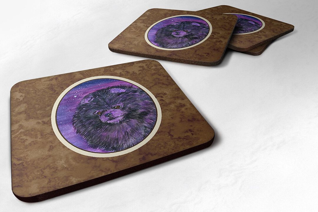 Caroline's Treasures SS8501FC Starry Night Pomeranian Foam Coasters Set of 4 (Set of 4), 3.5 H x 3.5 W, Multicolor