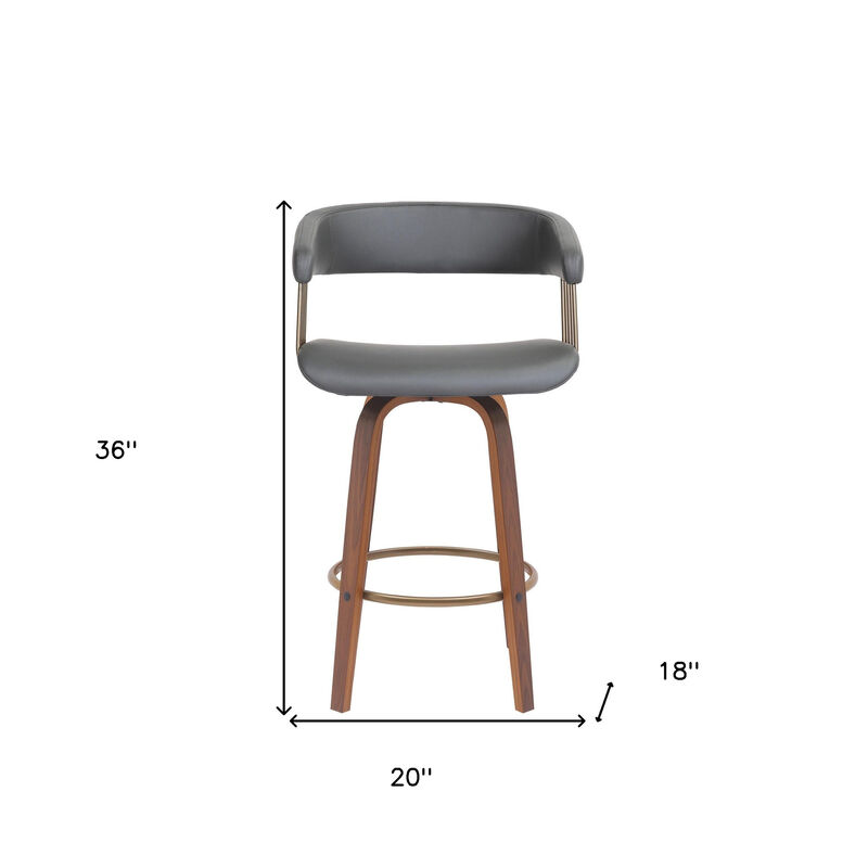 HomeRoots Faux Leather Counter Stool with Armrests and Bucket Seat image number 6
