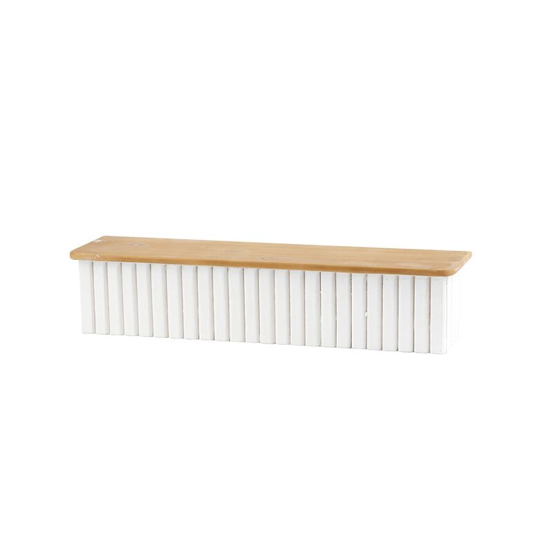 Set of 2 Ribbed Wood Wall Shelves for Display, Storage, or Entryway Decor