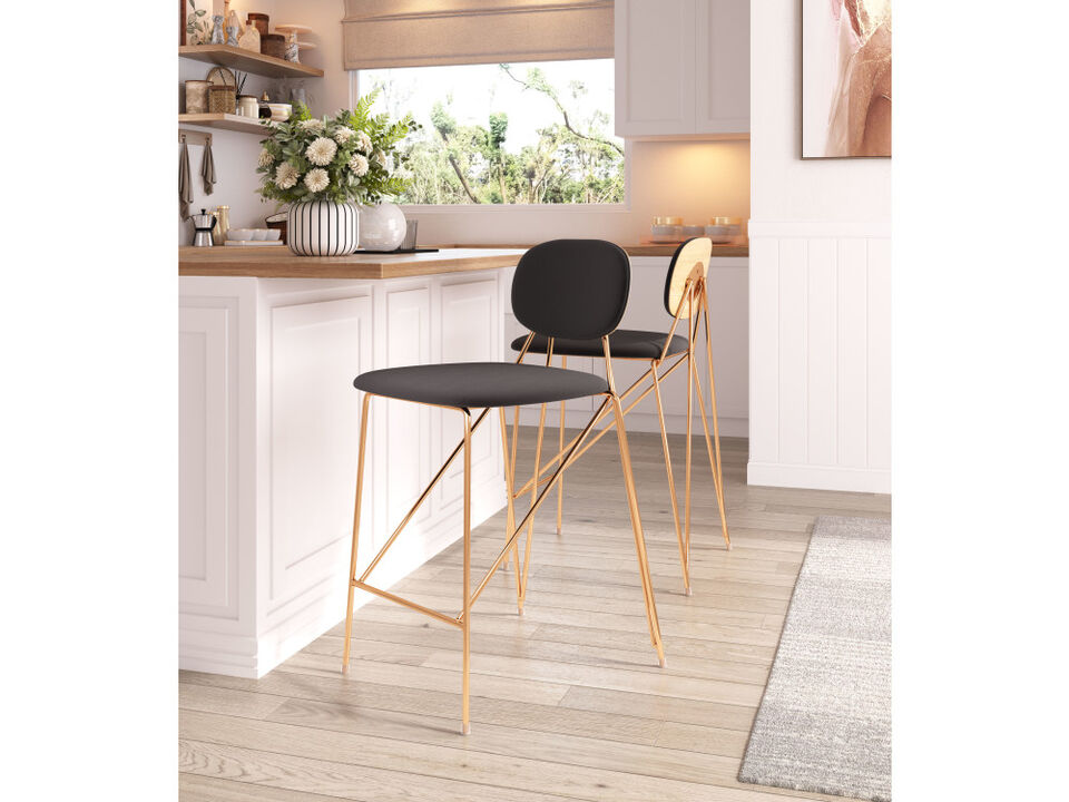 Georges Counter Stool (Set of 2) Gray & Gold