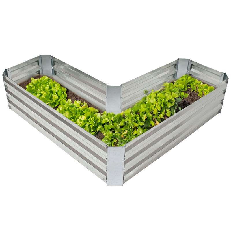 L-Shaped Galvanized Steel Raised Planter Bed