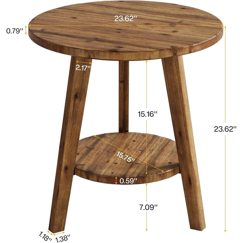 Solid Wood Round End Table image number 5