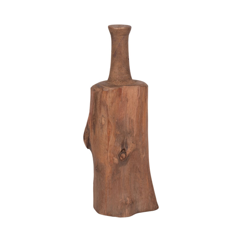 18" Reclaimed Wood Bottle Object, Brown image number 2
