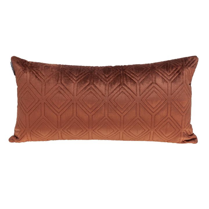 24" Burnt Orange Rectangular Quilted Throw Pillow