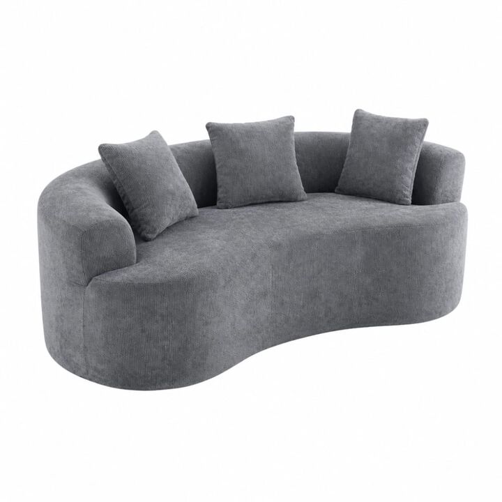 GOODSILO Crescent-Shaped Modular Sofa with Deep Cushions, Low-Back Design, Self-Inflating Foam-Filled Two-Seater