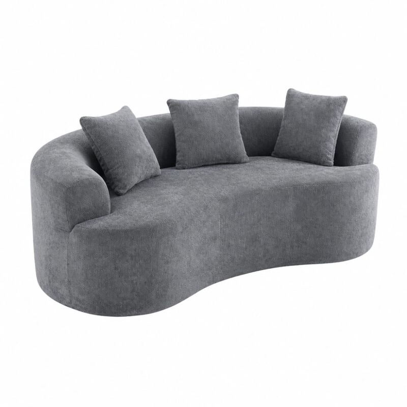 GOODSILO Crescent-Shaped Modular Sofa with Deep Cushions, Low-Back Design, Self-Inflating Foam-Filled Two-Seater image number 0