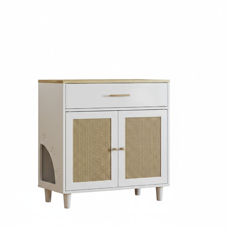 TATEUS Discreet Cat Litter Enclosure with Scratching Pad, Storage Cabinet Pet House for Office Living Room image number 0