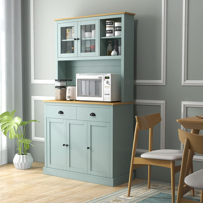 Hivvago 71" Kitchen Hutch with Glass Doors and Drawers image number 1