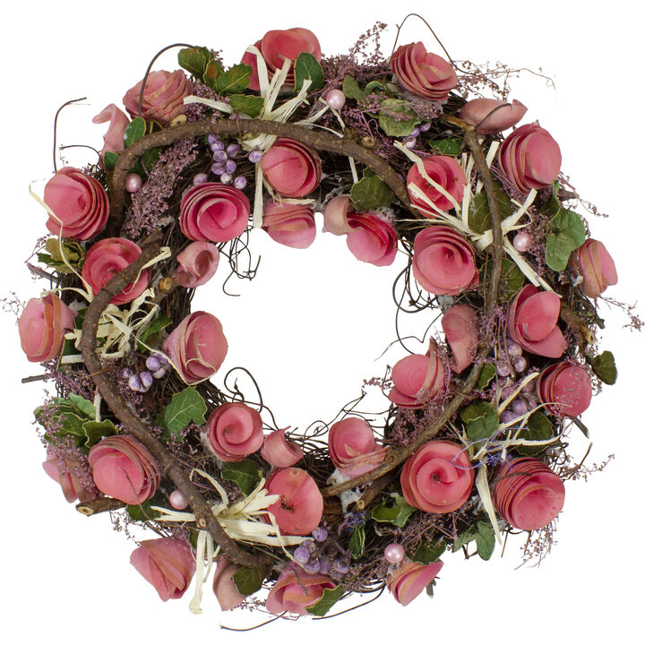 12" Pink Floral  Berry and Twig Artificial Spring Wreath