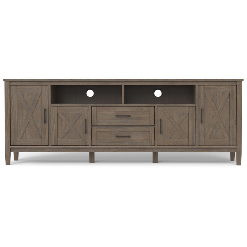 Ela SOLID WOOD 72 inch Wide Transitional TV Media Stand in Smoky Brown For TVs up to 80 inches