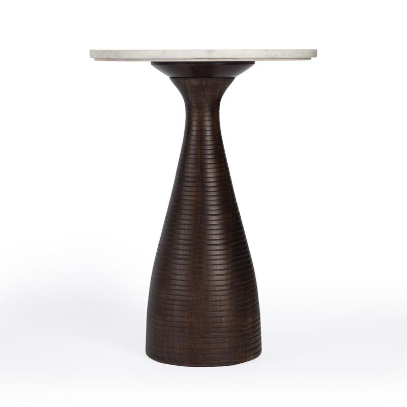Butler Specialty Julia Marble Pedestal Side Table, Dark Brown