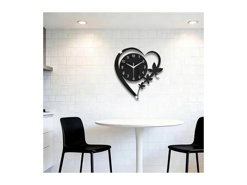 Heart Shape Acrylic Wall Clock Silent Non Ticking Modern Battery Operated image number 2