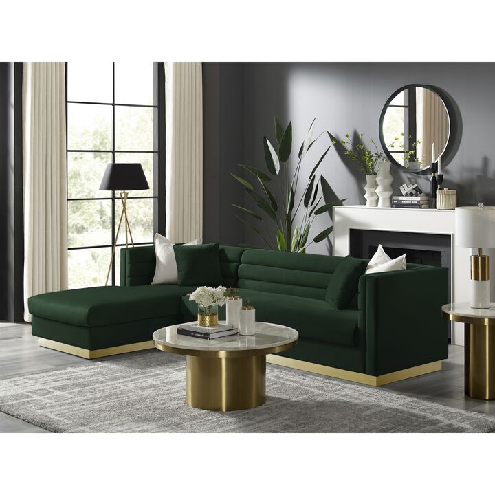 Inspired Home Eila Velvet Left Facing Chaise Sectional Sofa