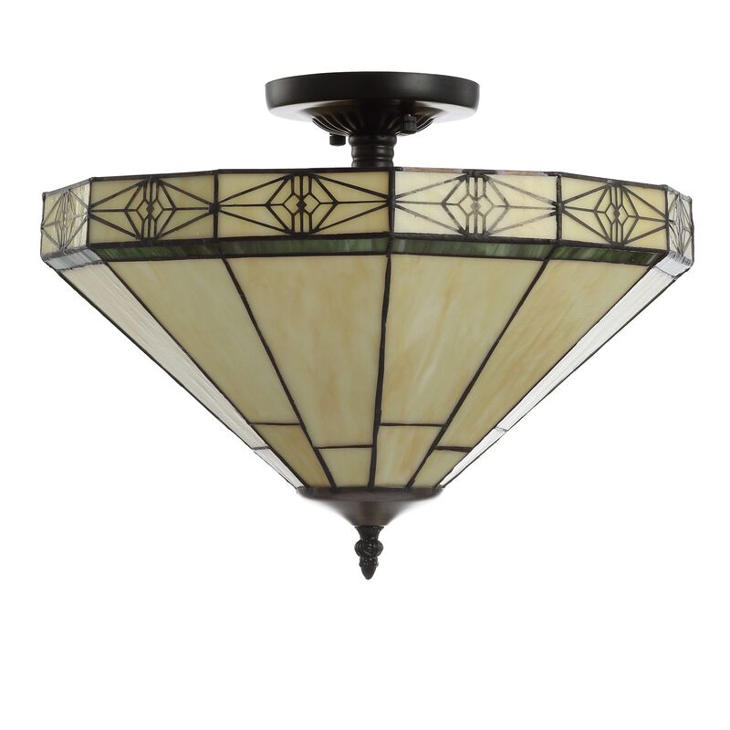 Jasmine Tiffany-Style Glass/Metal LED Semi-Flush Mount