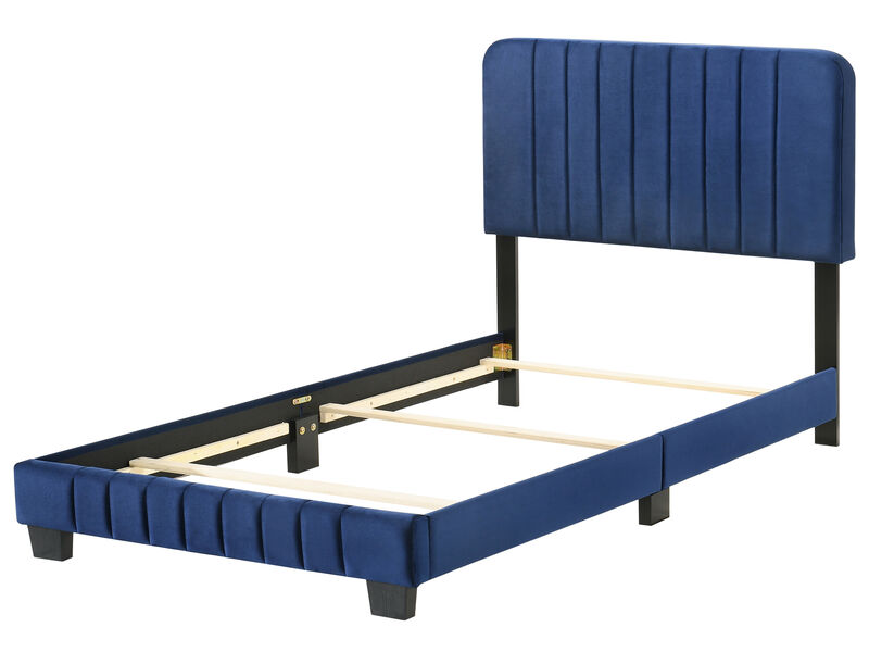 Lodi Velvet Upholstered Channel Tufted Twin Panel Bed