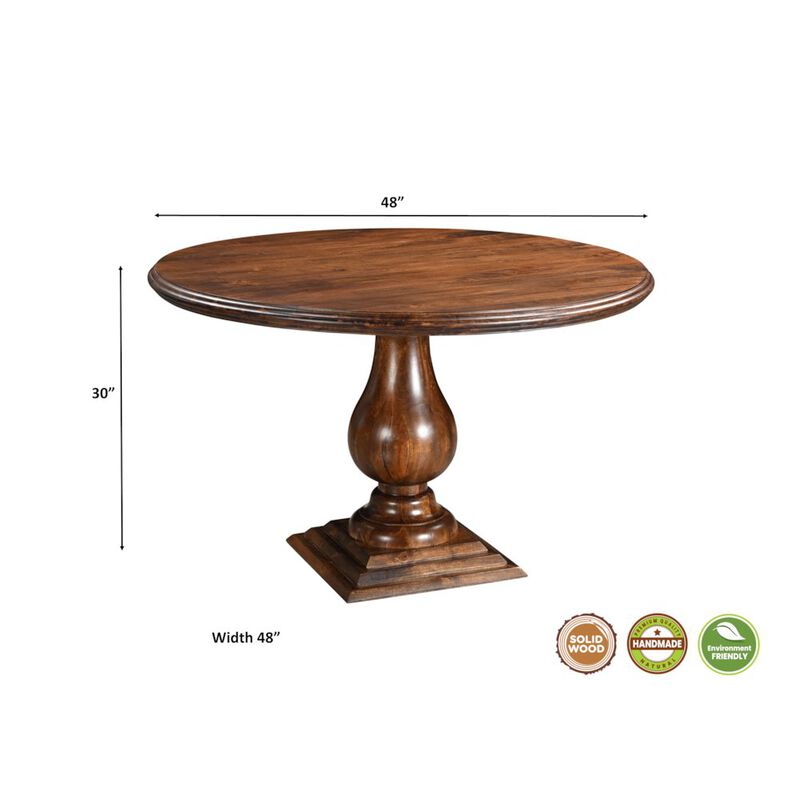 Taran Designs Adrien 48 Round Solid Wood Pedestal Dining Table