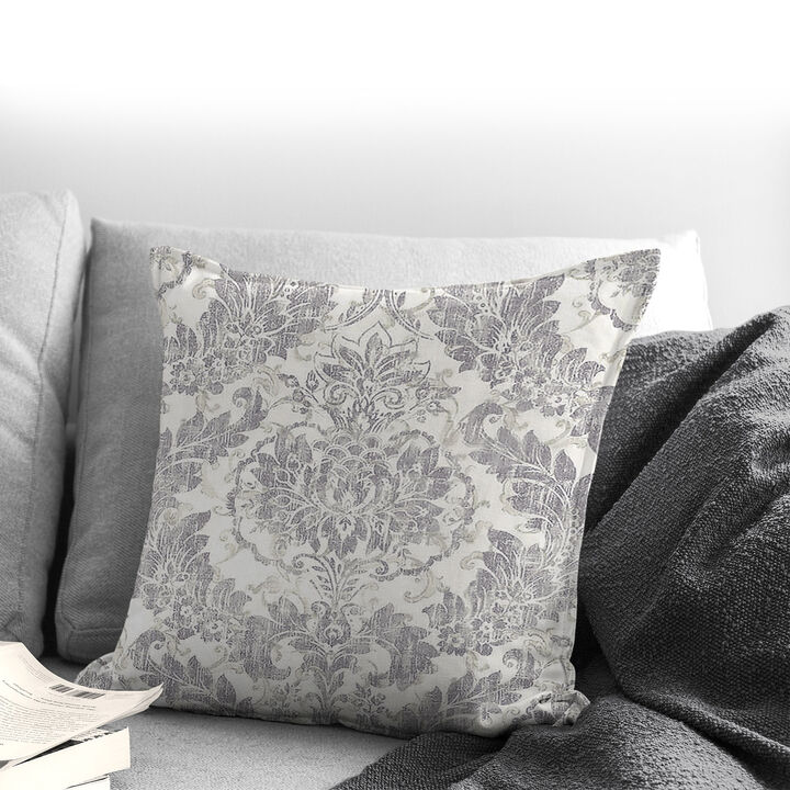 6ix Tailors Fine Linens Damaskus Linen Graphite Decorative Throw Pillows