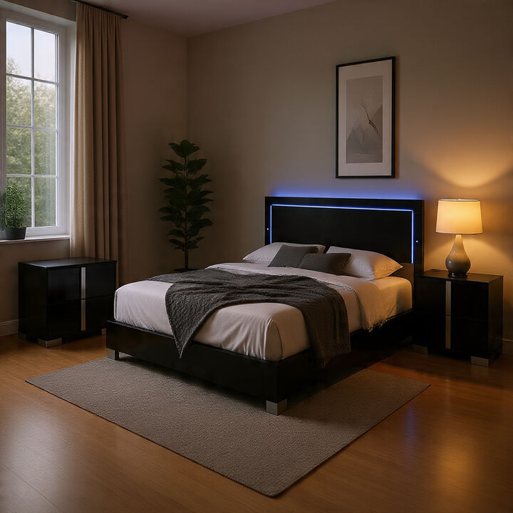 Bedroom Set, Wood, 2 Piece Set with Nightstand