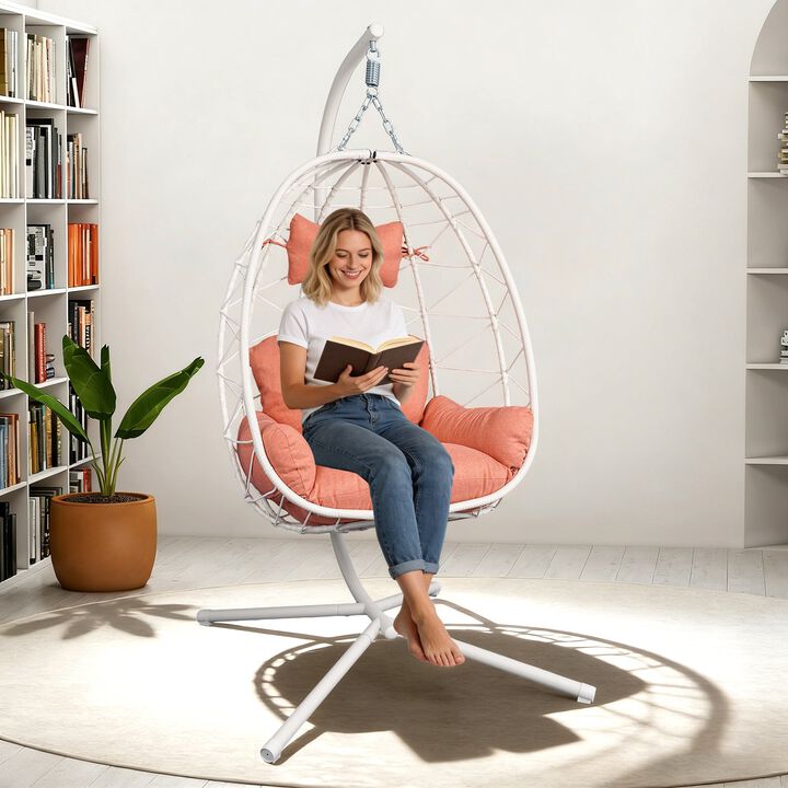 Hivvago Wicker Hanging Egg Chair with Stand