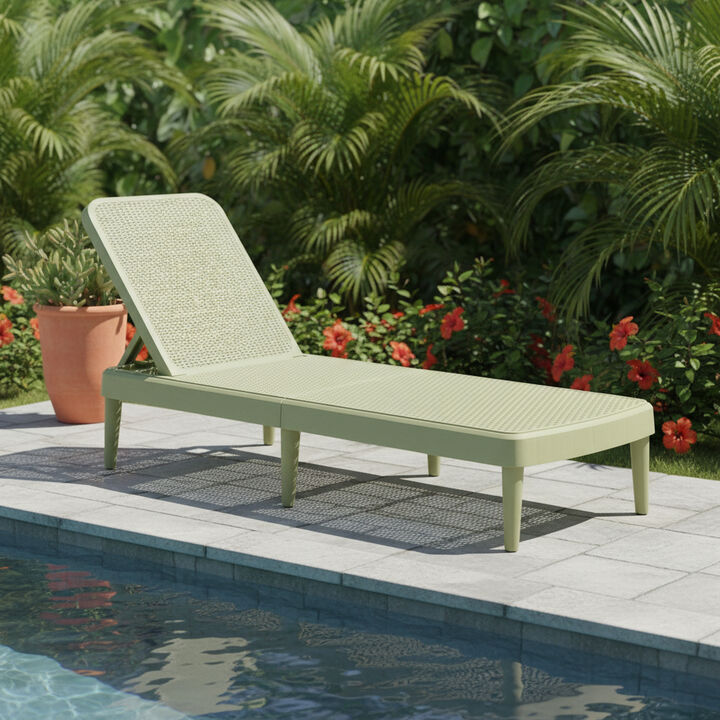 HomeRoots 75" Sage Heavy Duty Plastic Outdoor Stacking Chaise Lounge
