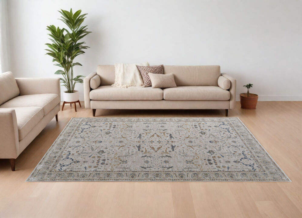 HomeRoots Ikat Distressed Area Rug With Fringe