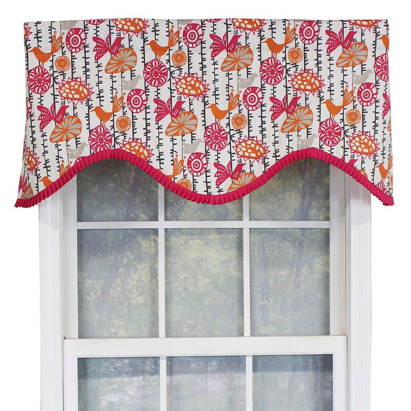 RLF Home Merangerie Window Treatment Ruffled Cornice Premium Quality Valance 3" Rod Pocket 50" x 17" Sherbert Red