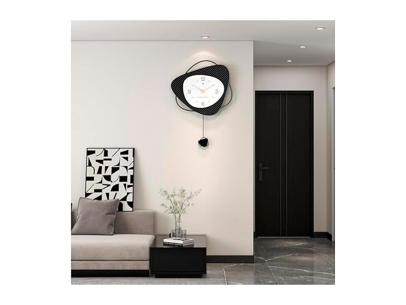 Black Pendulum Metal Wall Clock 16 Inch Silent Non Ticking Modern image number 2